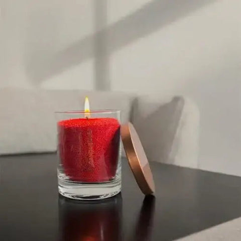 🕯️ Rote Designkerze im Glas (160 g)