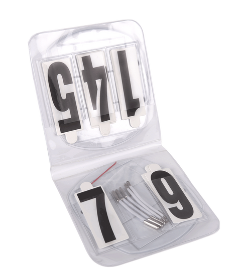 Startnummern Set, oval, mit Gummis